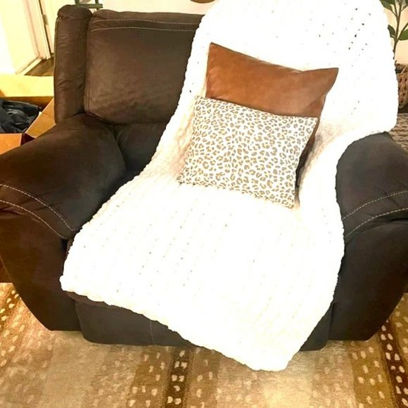 Chunky Knit Bedding White Chunky Cable Knit Blanket Throw Soft New